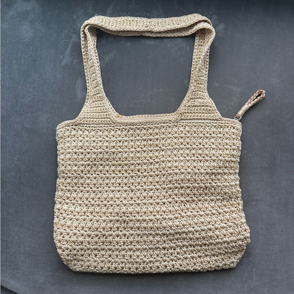 The Sak Tan Crochet Tote Bag